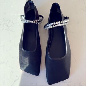 NIB Amina Muaddi Ane Ankle Strap Mesh ballet flat Size: 8.5 US/ 38 1/2” EU